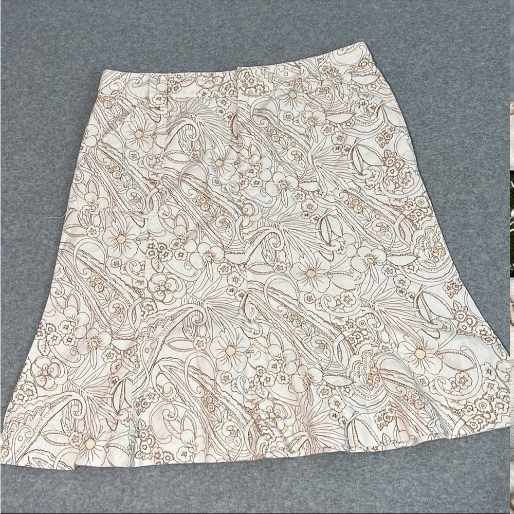 Floral Linen Cotton Skirt Size 10 Casual Summer Coastal Mature